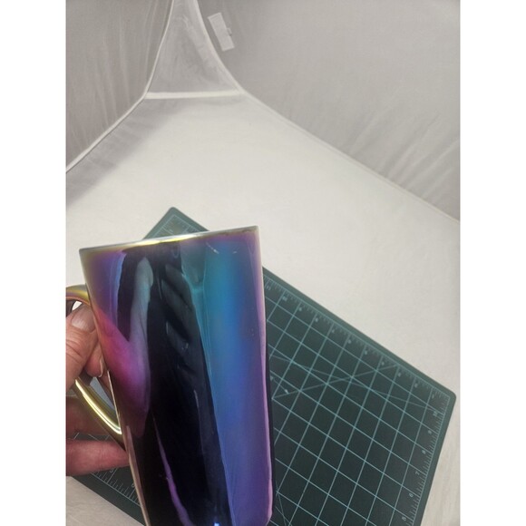Starbucks 2022 Iridescent Rainbow Oil Slick 16oz Tall Ceramic Coffee Mug - Picture 5 of 6